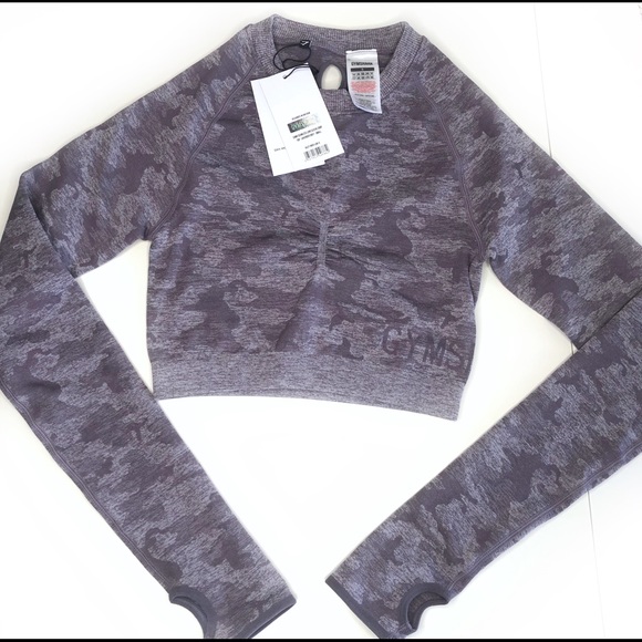 Gymshark Camo Seamless Long Sleeve Crop Top - Picture 3 of 7